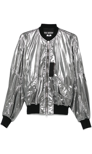 Metallic effect bomber jacket