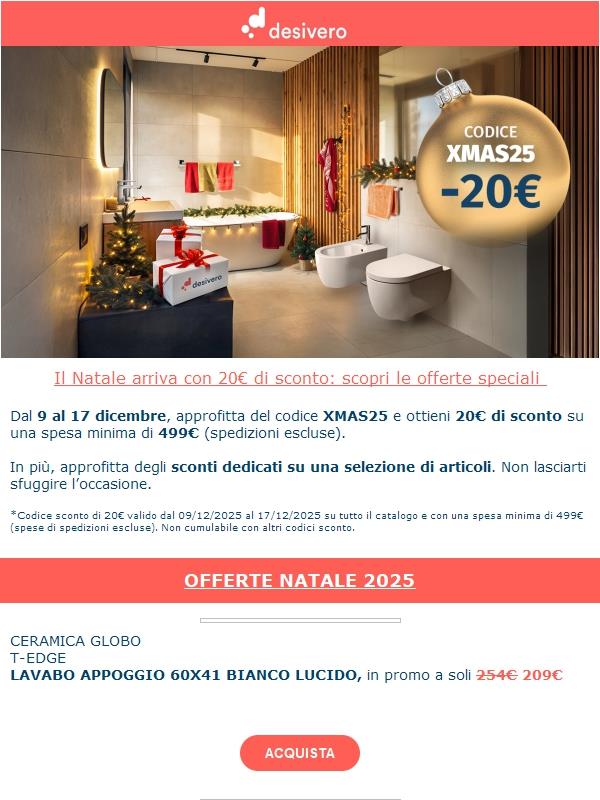 Il tuo codice a te riservato: risparmia 20€ questo Natale