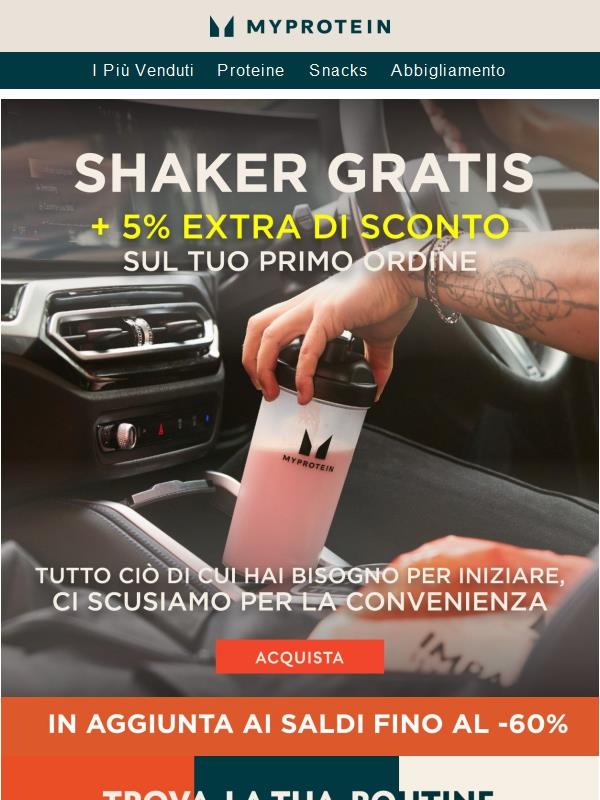 Sei Nuovo Qui? Shaker GRATIS + 5% Extra 😉