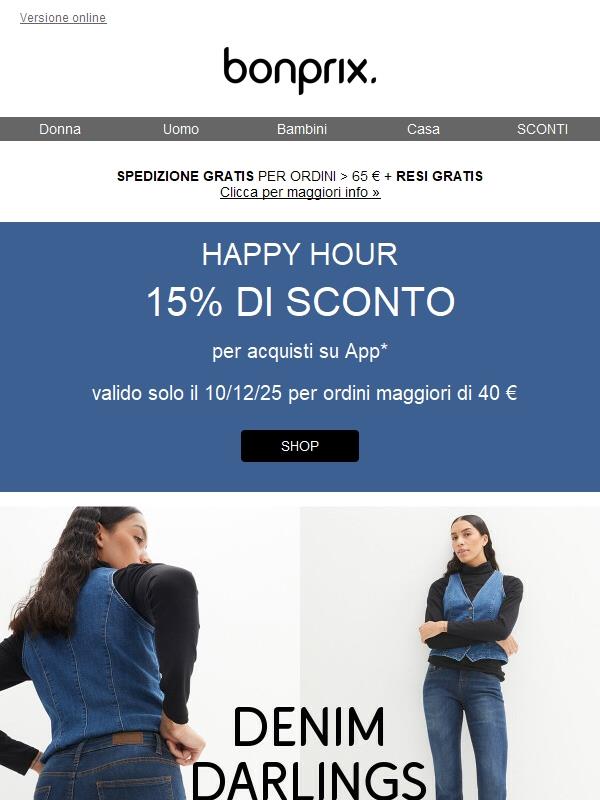 Solo dalle 17 alle 24: -15% su tutto nella App!📲⏰