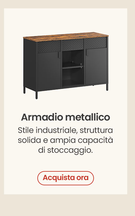 Armadietto Mobiletto in Metallo con Doppia Anta Marrone e Nero