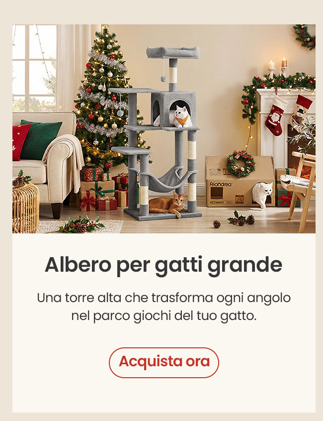 Albero Tiragraffi per Gatti 143 cm con Pali Graffiatoi in Peluche Grigio Chiaro