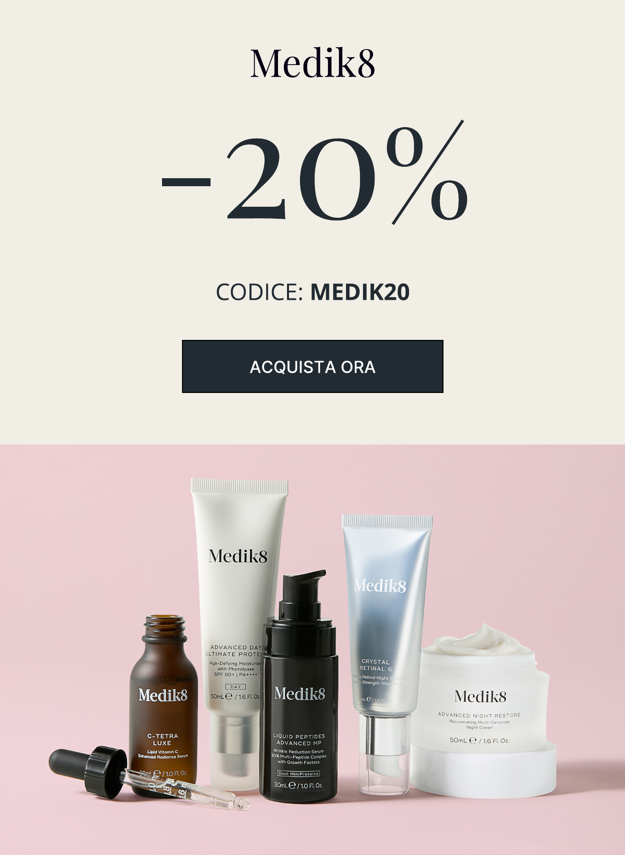 20 di sconto su medik8