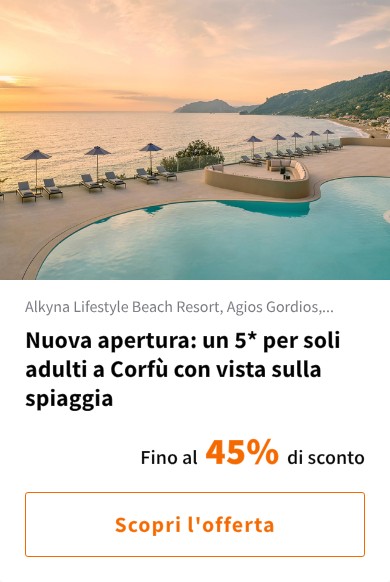 Nuova apertura: un 5* per soli adulti a Corfù con vista sulla spiaggia