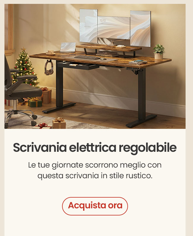 Scrivania elettrica regolabile con supporto monitor e USB