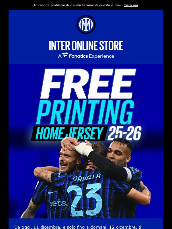 Solo per 48 ore: personalizzazione in regalo sulle maglie gara home stadium⚫🔵