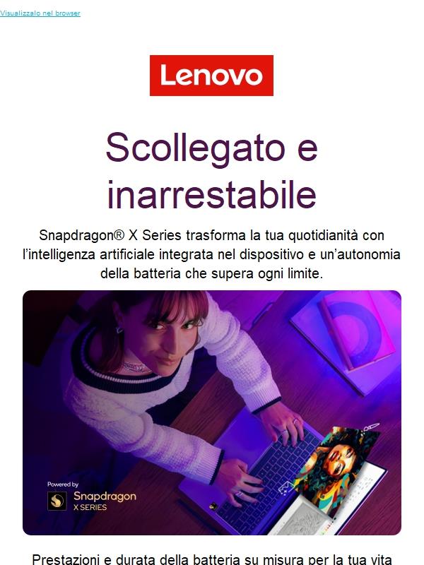 Esplora le nostre offerte esclusive sui PC Lenovo con i processori Snapdragon® X