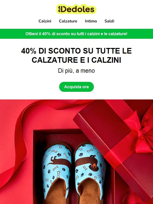 Che ne dici di uno sconto del 40% su calzini e calzature? 😏