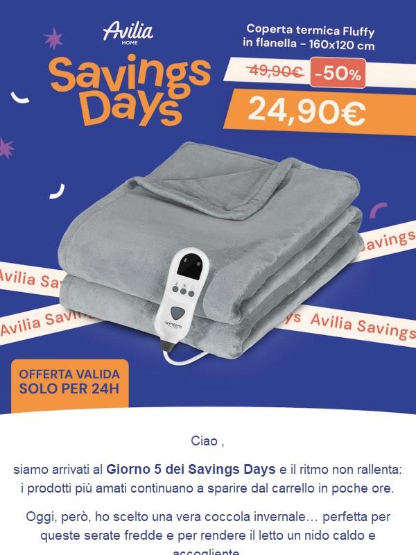 Ciao, Giorno 5 dei Savings Days: oggi il caldo che aspettavi è in super offerta! ❄️🔥