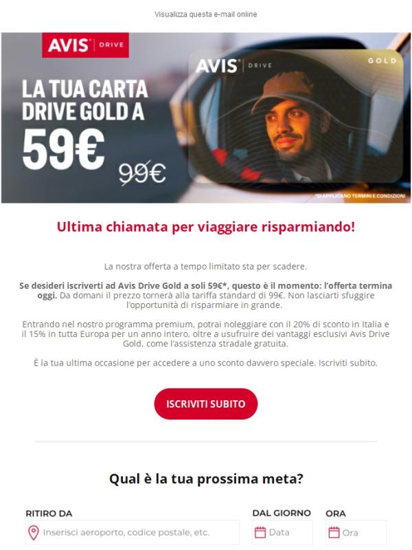 ULTIMO GIORNO ⌛ L’offerta Avis Drive Gold termina oggi
