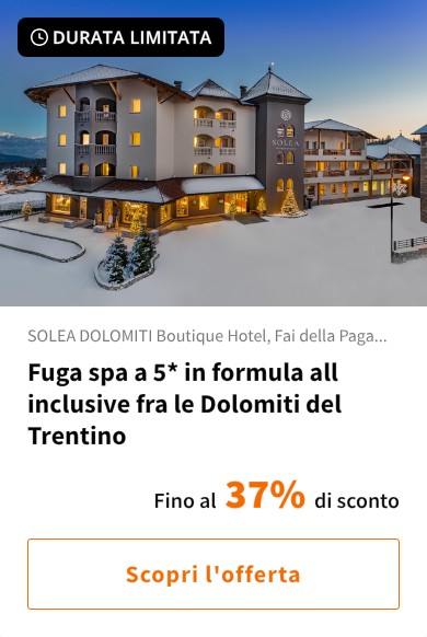 Fuga spa a 5* in formula all inclusive fra le Dolomiti del Trentino