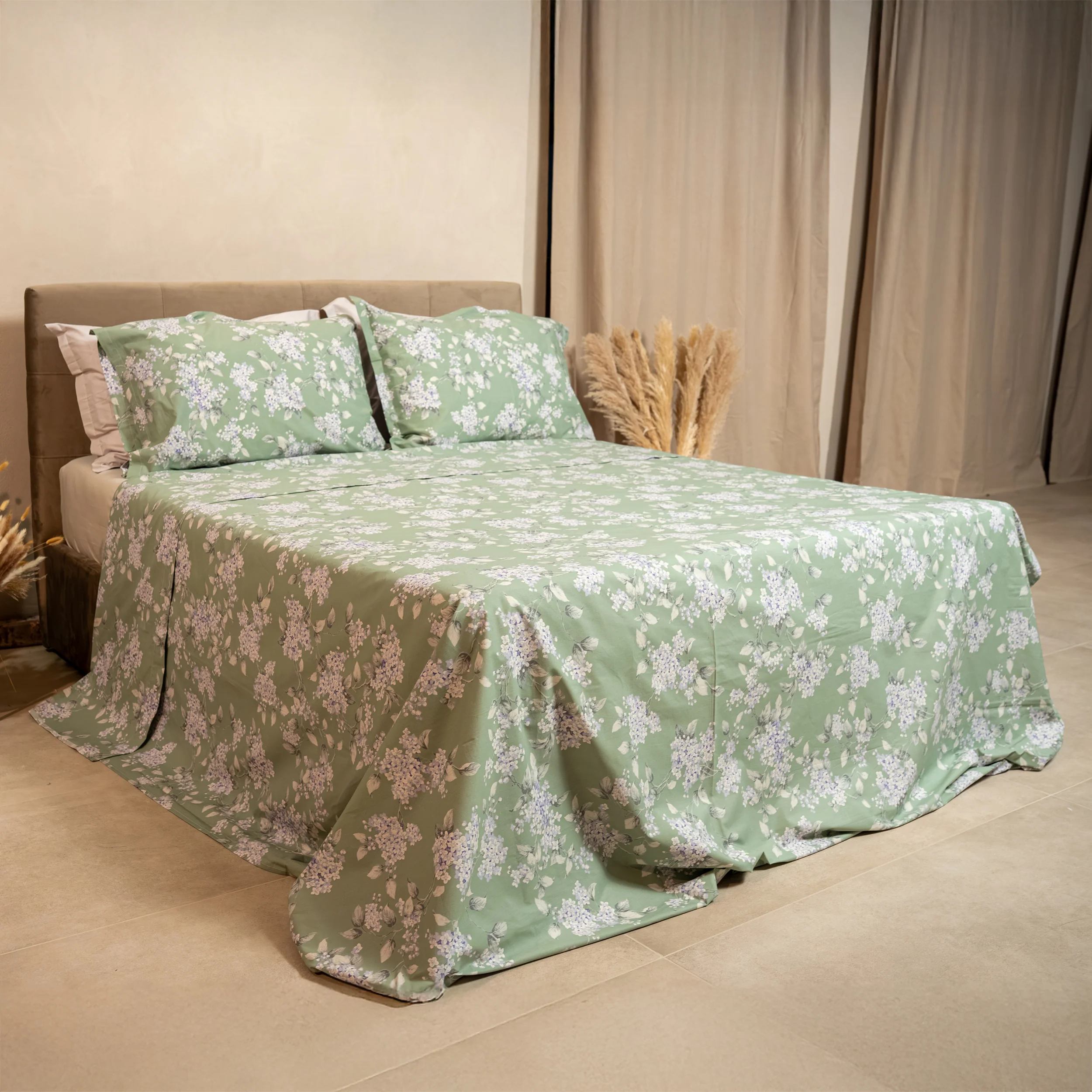 Image of Completo Lenzuola Copriletto <br>in Percalle di Cotone Egiziano  - <b>Serenelle