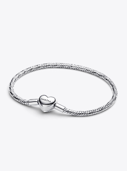 Heart Clasp Faceted Snake Chain Bracelet