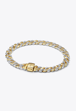 Two-tone Pavé Cuban Chain Bracelet