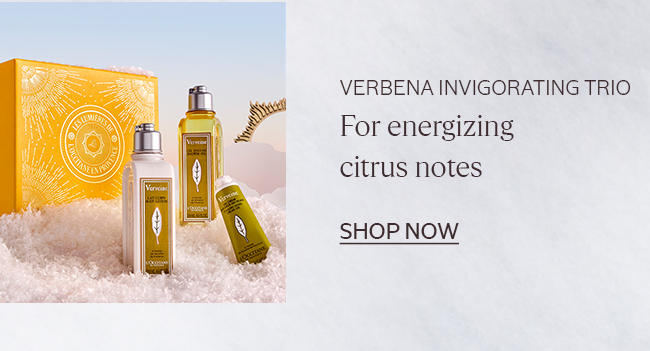 VERBENA INVIGORATING TRIO FOR ENERGIZING CITRUS NOTES. SHOP NOW