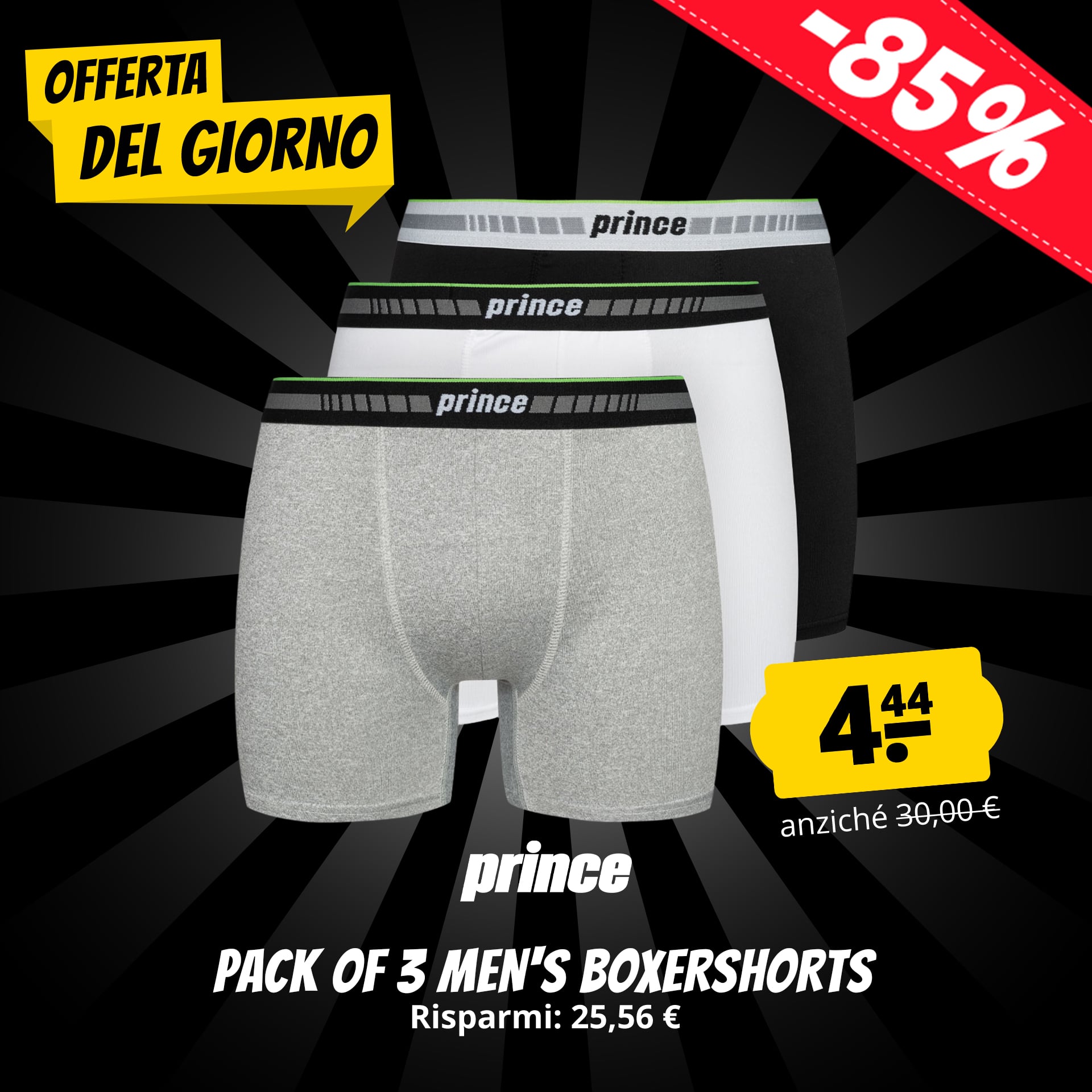 prince performance range uomo boxer set da 3