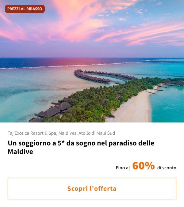 Un soggiorno a 5* da sogno nel paradiso delle Maldive