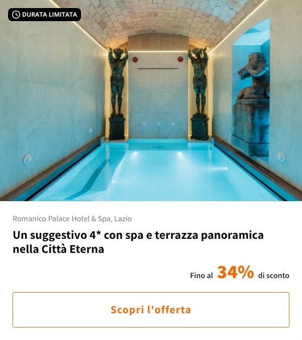 Un suggestivo 4* con spa e terrazza panoramica nella Città Eterna