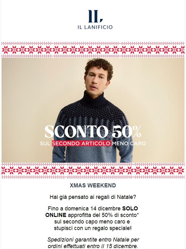 🎁 50% sul secondo capo SOLO ONLINE