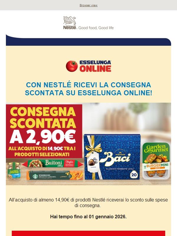 Approfitta della consegna scontata con Esselunga sui prodotti Nestlé!