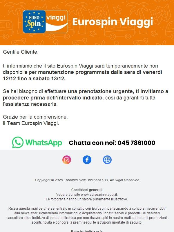 Manutenzione sito Eurospin Viaggi