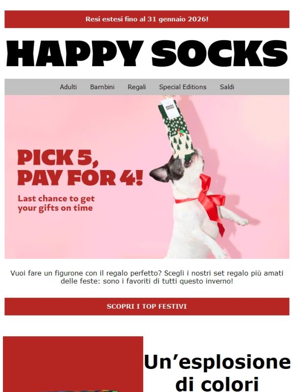 Regali al volo: prendi 5, paghi 4!