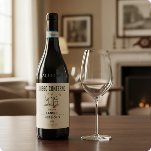 Conterno Diego Baluma Langhe DOC 2022 + Set of 6 Fino Red Wine Glasses 54.5 cl