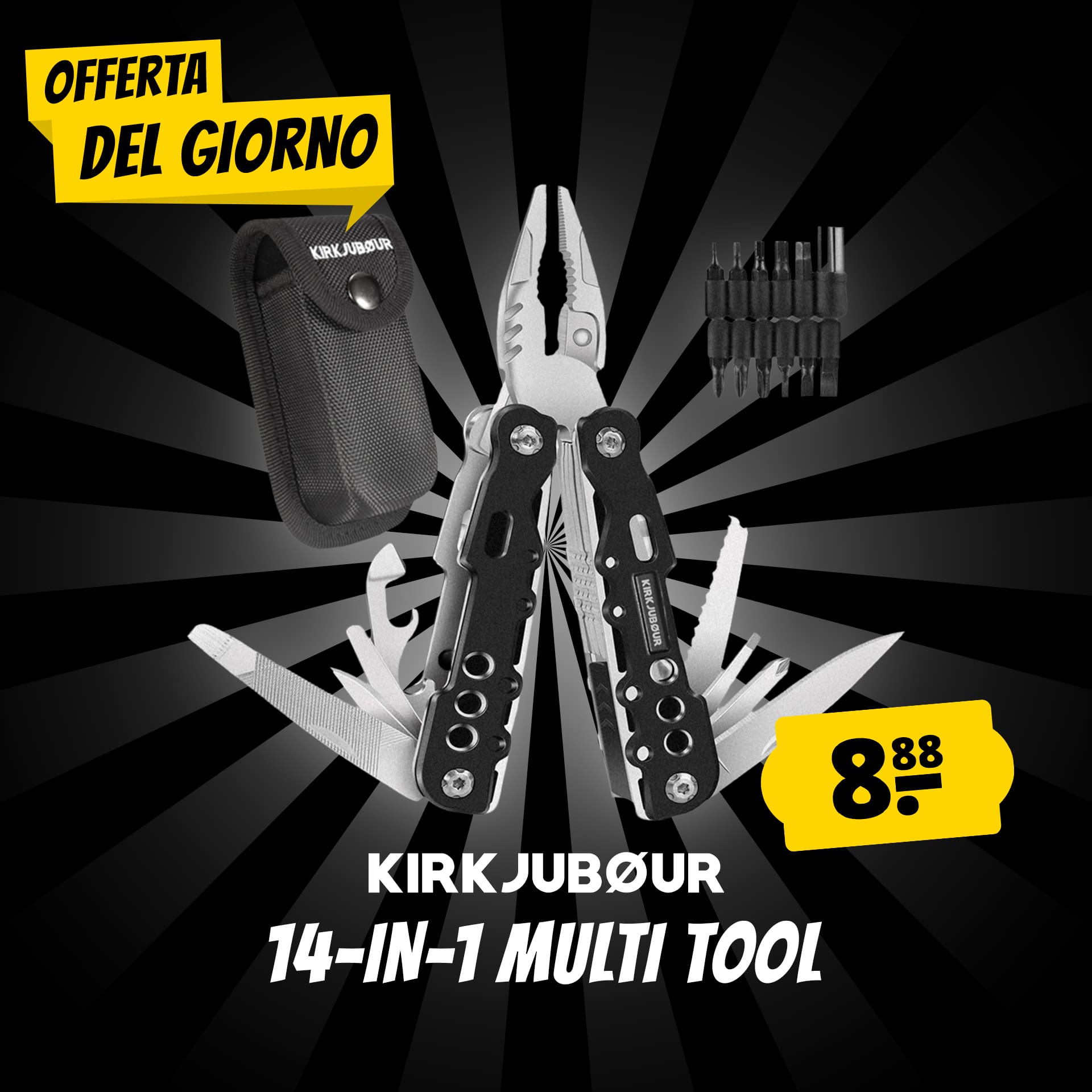 kirkjubour hoedur multiutensile 14 in 1 in acciaio inossidabile