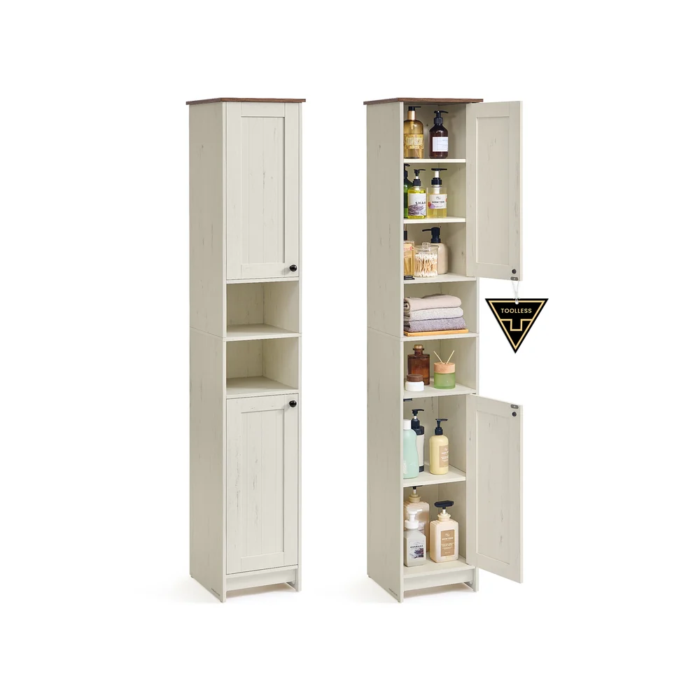 Image of Mobiletto da bagno stretto con ripiani regolabili