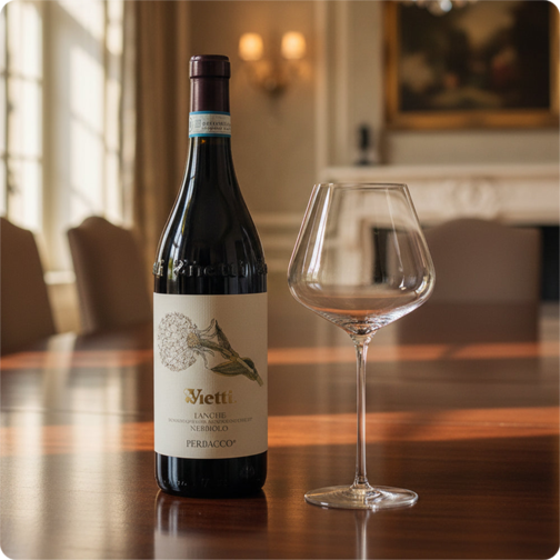 Vietti Perbacco Nebbiolo DOC 2021 + Set of 6 Quatrophil Burgundy Red Wine Glasses 70.8 cl