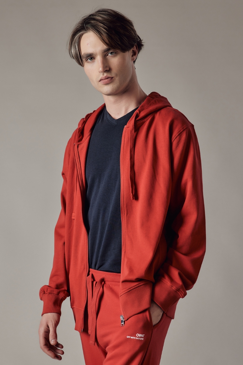 Felpa Felpata con Cappuccio e Zip