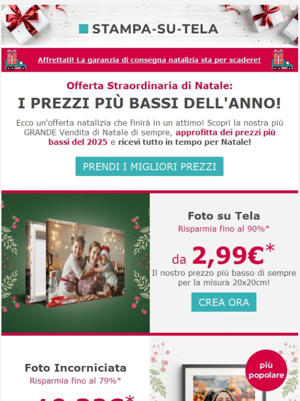 Risparmia fino al 90% e ricevi tutto in tempo per Natale !