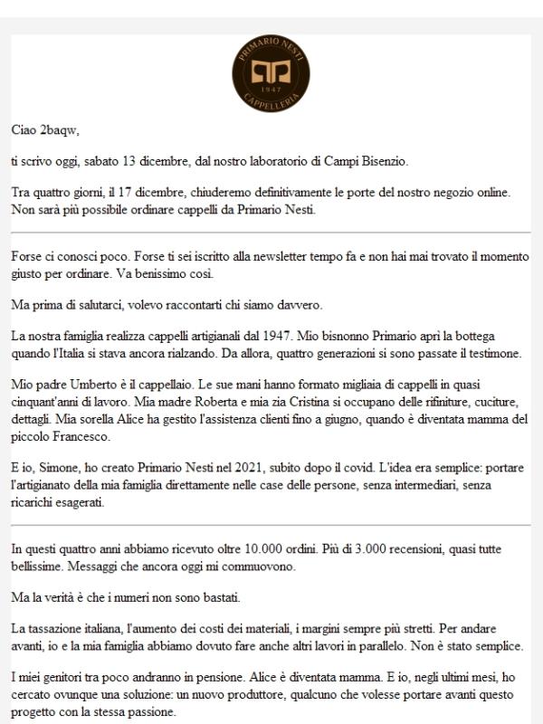 🤍 Una lettera per te, da Primario Nesti