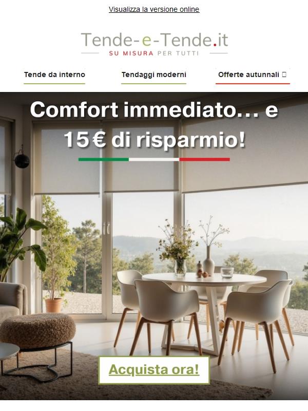 –15 € sulle nostre tende a rullo!