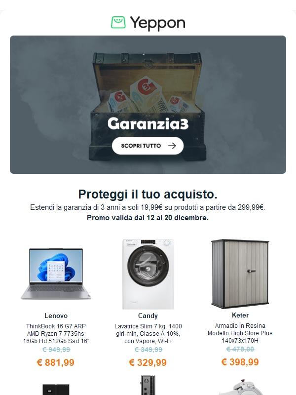 Estensione garanzia di 3 anni a 19,99€ 💸