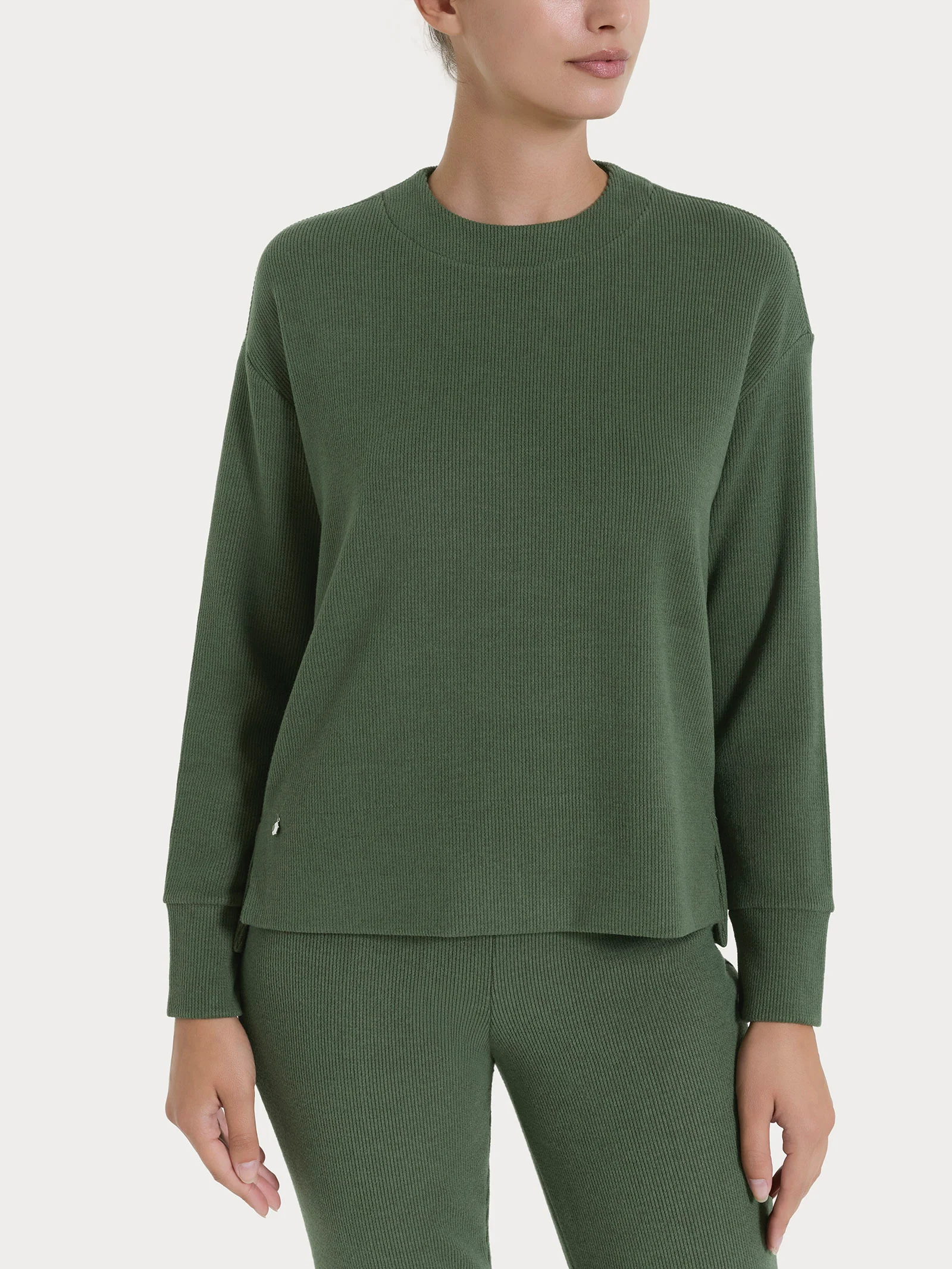 Image of Felpa girocollo in Velvet  - Bronze Green