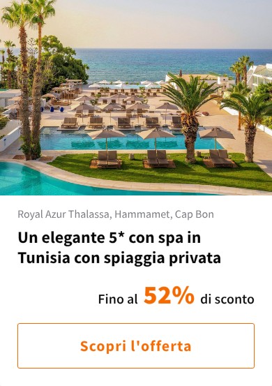 Un elegante 5* con spa in Tunisia con spiaggia privata