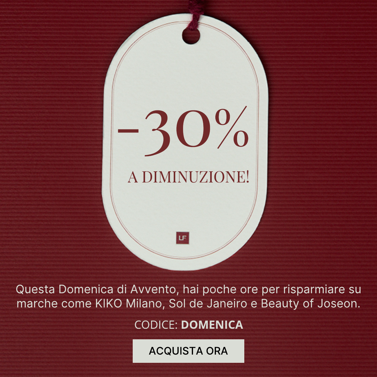 30 DI SCONTO A DIMINUZIONE