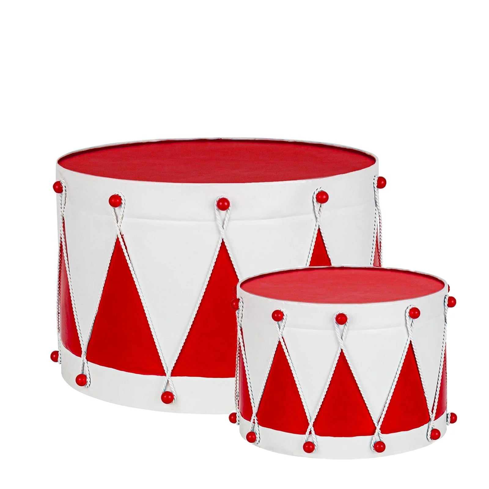 Tamburi natalizi decorativi "Deryck" in metallo decorazione per interno ed esterno set da 2