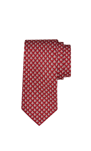 Sailing ship print silk tie