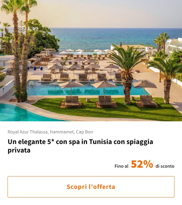 Un elegante 5* con spa in Tunisia con spiaggia privata