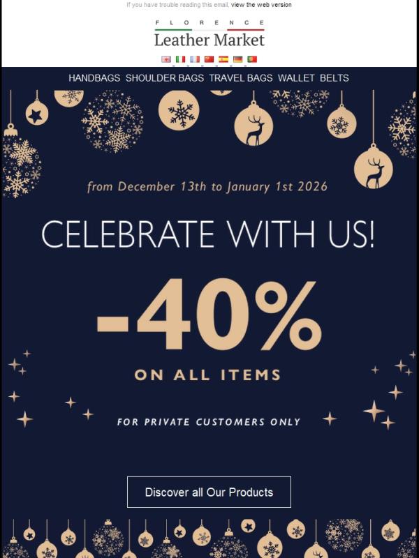 Celebrate with Us: 40% Off All Items