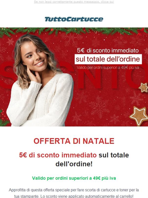 Su tuttocartucce.com 5€ di sconto immediato sul tuo ordine - Offerta di Natale