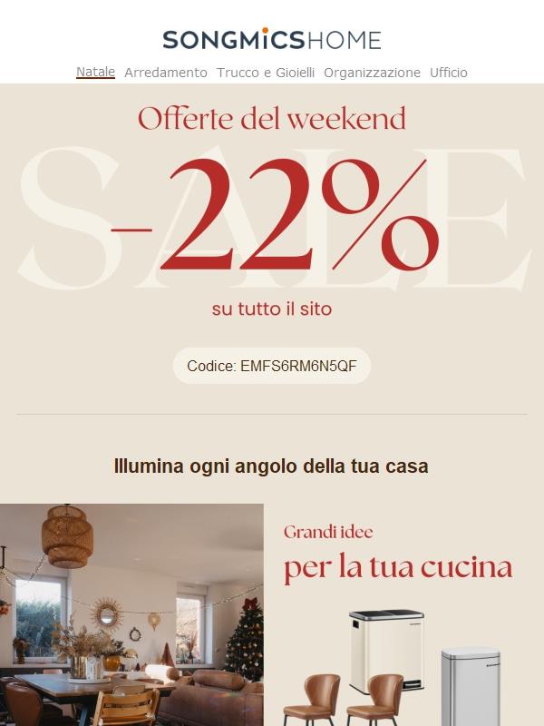 Ultima occasione per risparmiare il 22% – solo questo weekend, prepara la tua casa al Natale