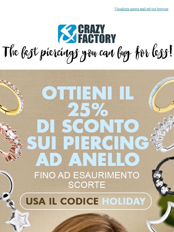 🔔 Driing,driiing!  Piercing ad anello ancora in offerta del 25%,