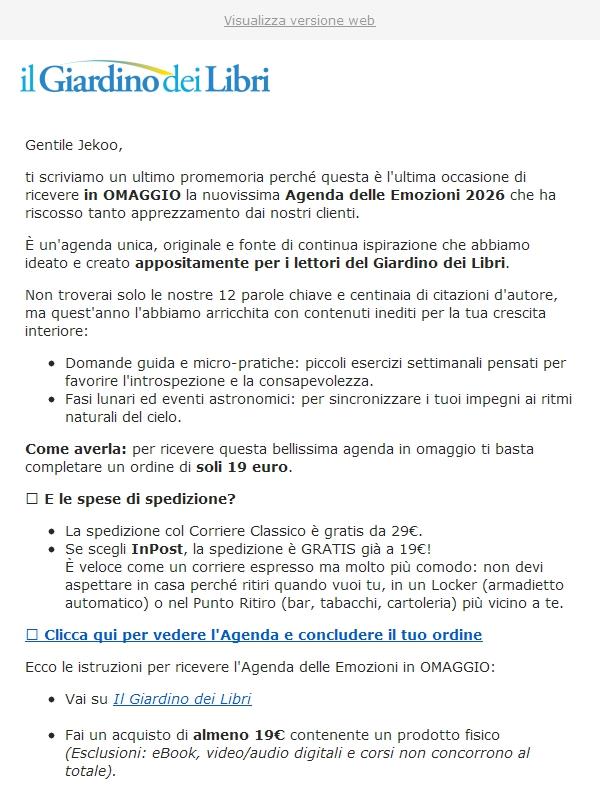 (Scade alle 24:00) In OMAGGIO l'Agenda delle Emozioni 2026