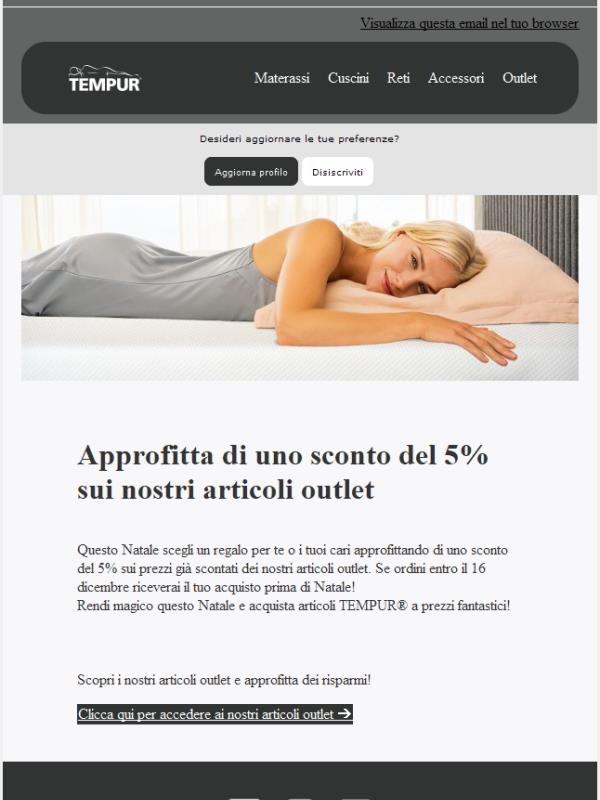 , risparmia con uno sconto del 5% sui nostri articoli outlet!