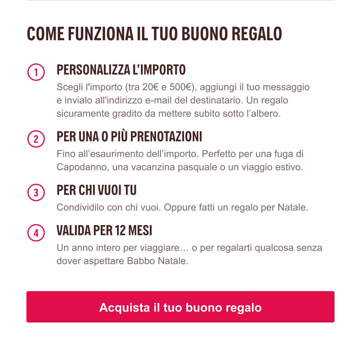 VANTAGGI DEL BUONO REGALO