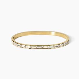 STYLE COLLECTION  STYLE 21   Bracciale bangle in acciaio dorato con zirconi taglio baguette