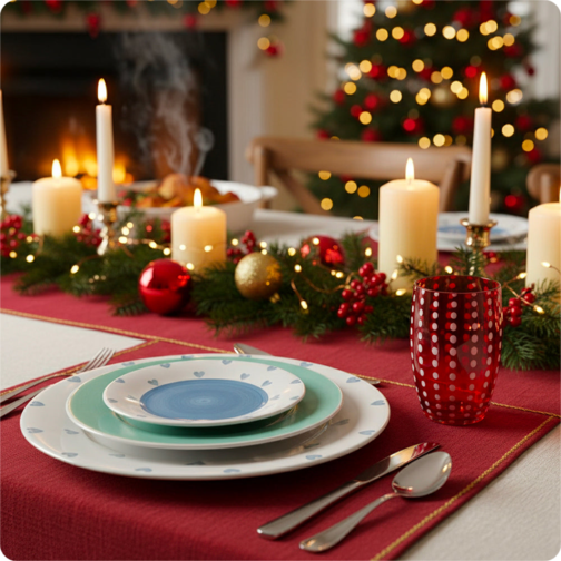 Zafferano Perle Glass Set (Red, 6 pcs) + Tognana Stoneware Dinner Set (18 pcs)